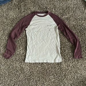 RVCA | Maroon And Cream White Long Sleeve Shirt